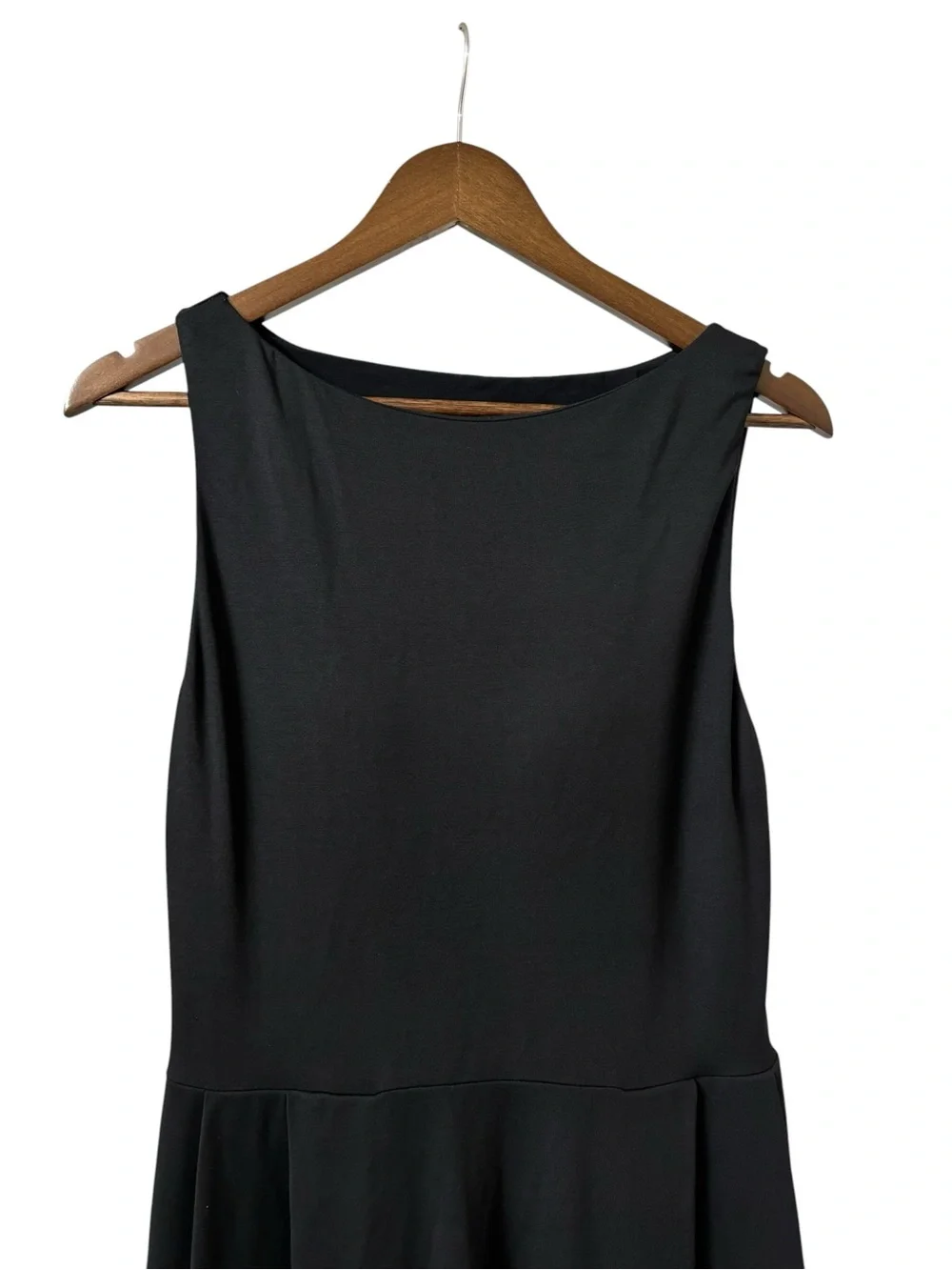 OGL Black sleeveless bamboo sculpting stretch ponte boatneck chic midi dress L